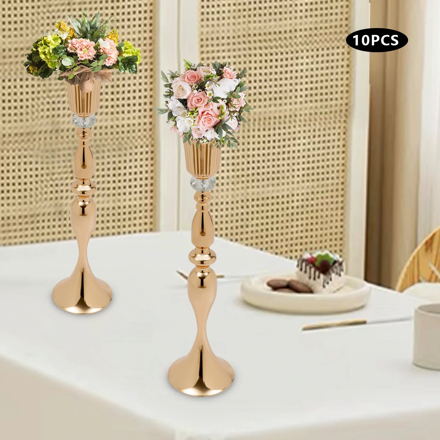 10 Pcs 29.1in Tall Flower Vases Set Gold Wedding Centerpieces Flower Stand for Dining Room Table Party Birthday Home Decoration