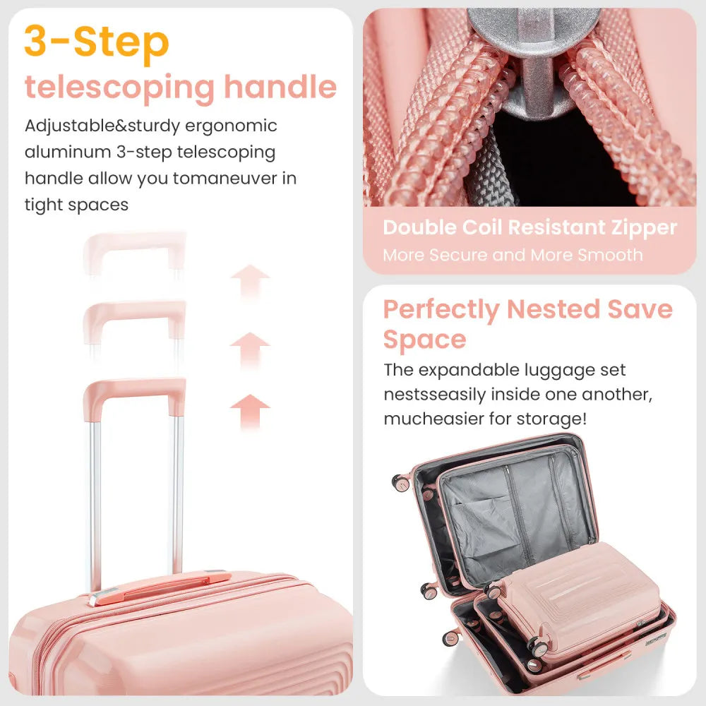 Luggage 4 Piece Sets Hard Shell Lightweight TSA Lock Carry on Expandable Suitcase with Spinner Wheels Travel Set for Men Women