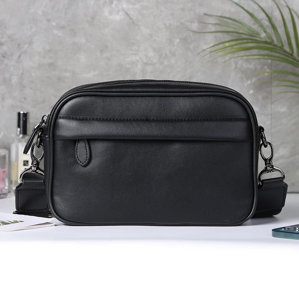 Leather Crossbody Satchel Classic Pattern Casual Business Men Shoulder Crossbody Bag Small Square Plaid Designer for Travel Work