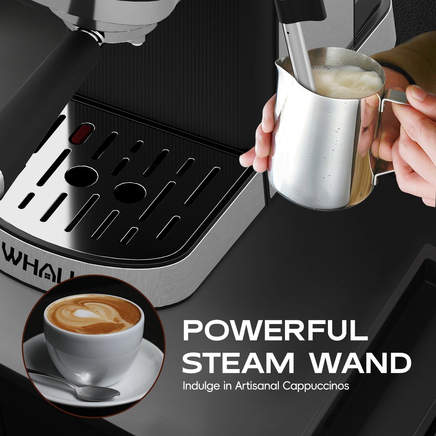 WHALL Touchscreen Espresso Machine 20 Bar,Espresso Coffee Maker with Milk Frother Steam Wand, Stainless Steel Coffee Machine wit