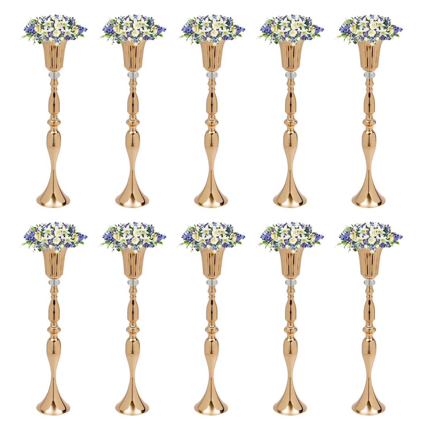 10 Pcs 29.1in Tall Flower Vases Set Gold Wedding Centerpieces Flower Stand for Dining Room Table Party Birthday Home Decoration