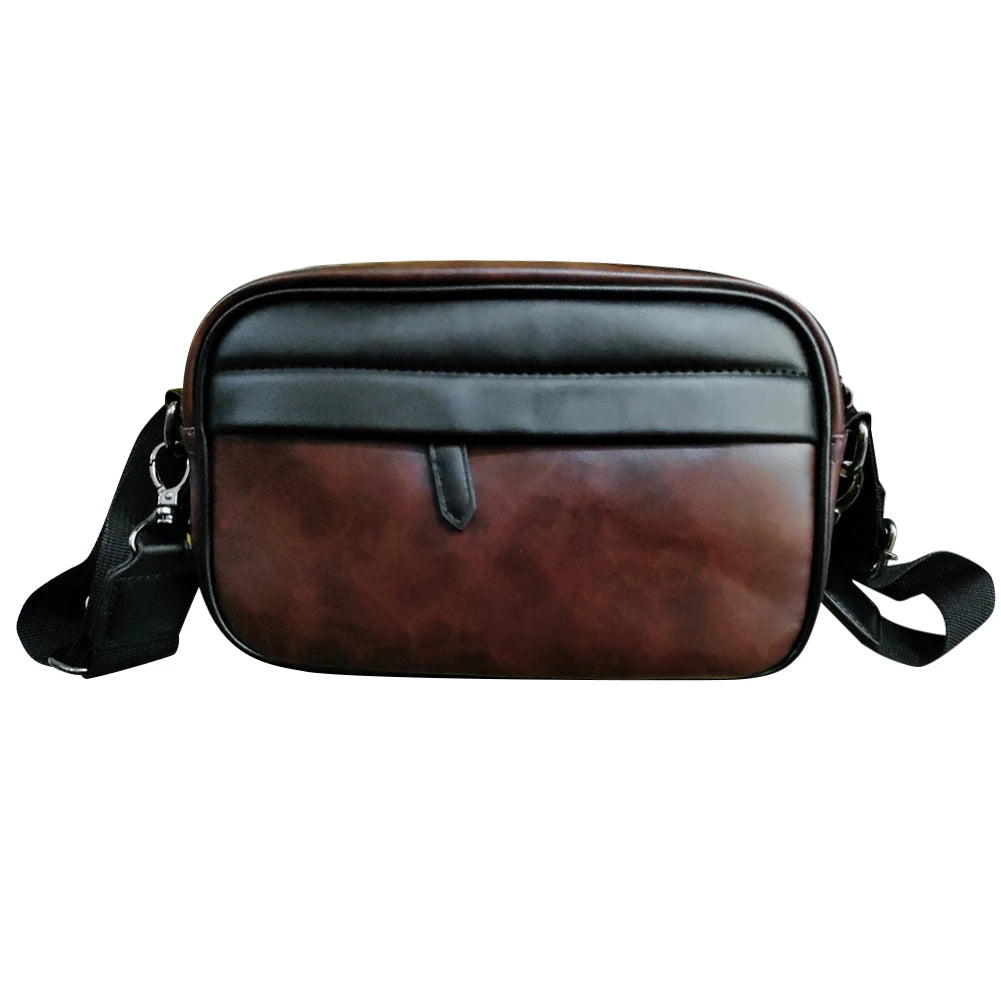 Leather Crossbody Satchel Classic Pattern Casual Business Men Shoulder Crossbody Bag Small Square Plaid Designer for Travel Work
