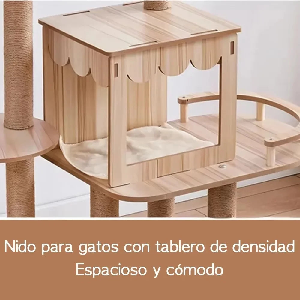 Scratching Posts Modern Cat Tree Tower Multi-layer Cat Climbing Frame Multi-Level Large Wooden Cat Tree House Cat Condo Cat Toys
