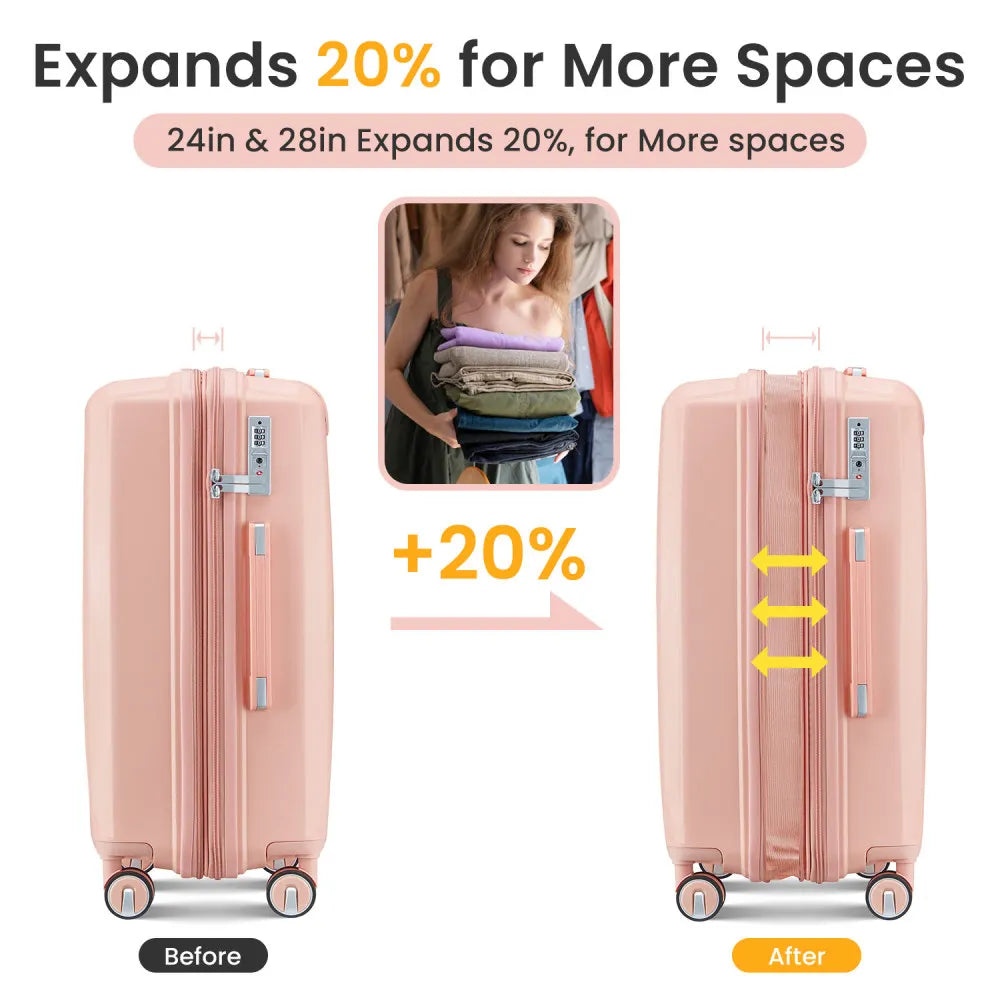Luggage 4 Piece Sets Hard Shell Lightweight TSA Lock Carry on Expandable Suitcase with Spinner Wheels Travel Set for Men Women