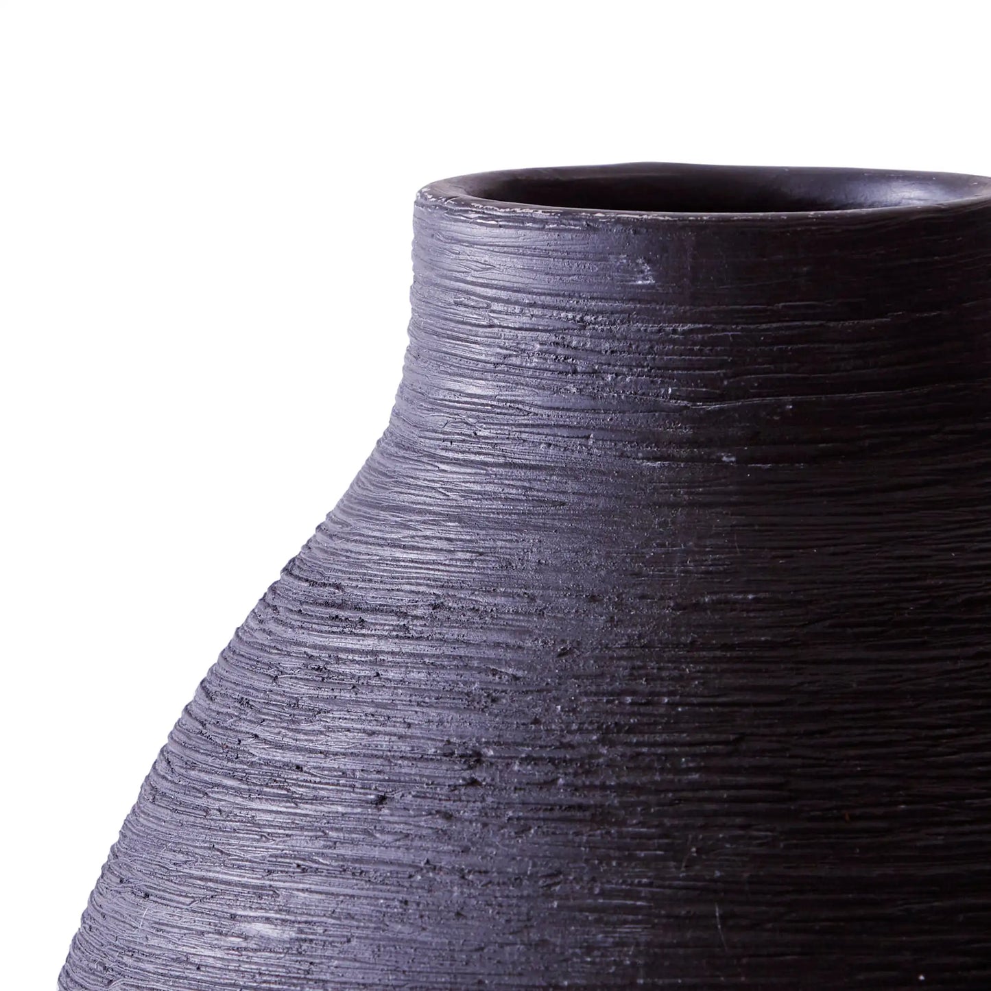 24 Textured Matte Ceramic Floor Vase, Black