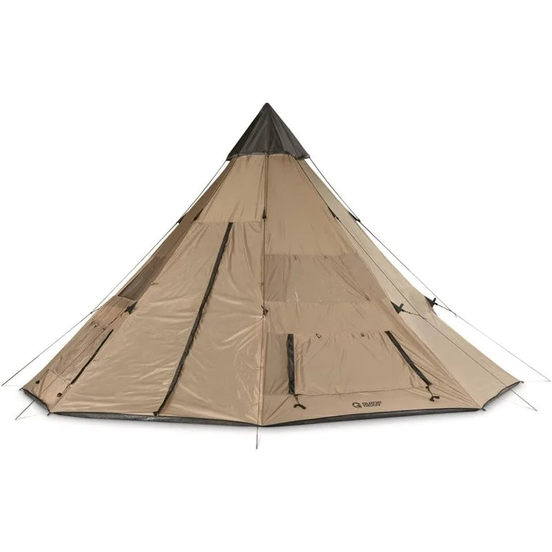Guide Gear Camping Teepee Tent for Adults, Outdoor, Waterproof, Family, 8 Person, 18' x 18'