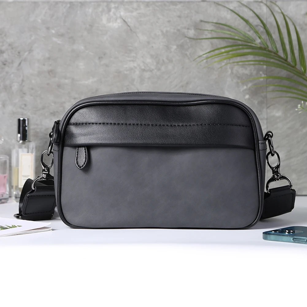 Leather Crossbody Satchel Classic Pattern Casual Business Men Shoulder Crossbody Bag Small Square Plaid Designer for Travel Work