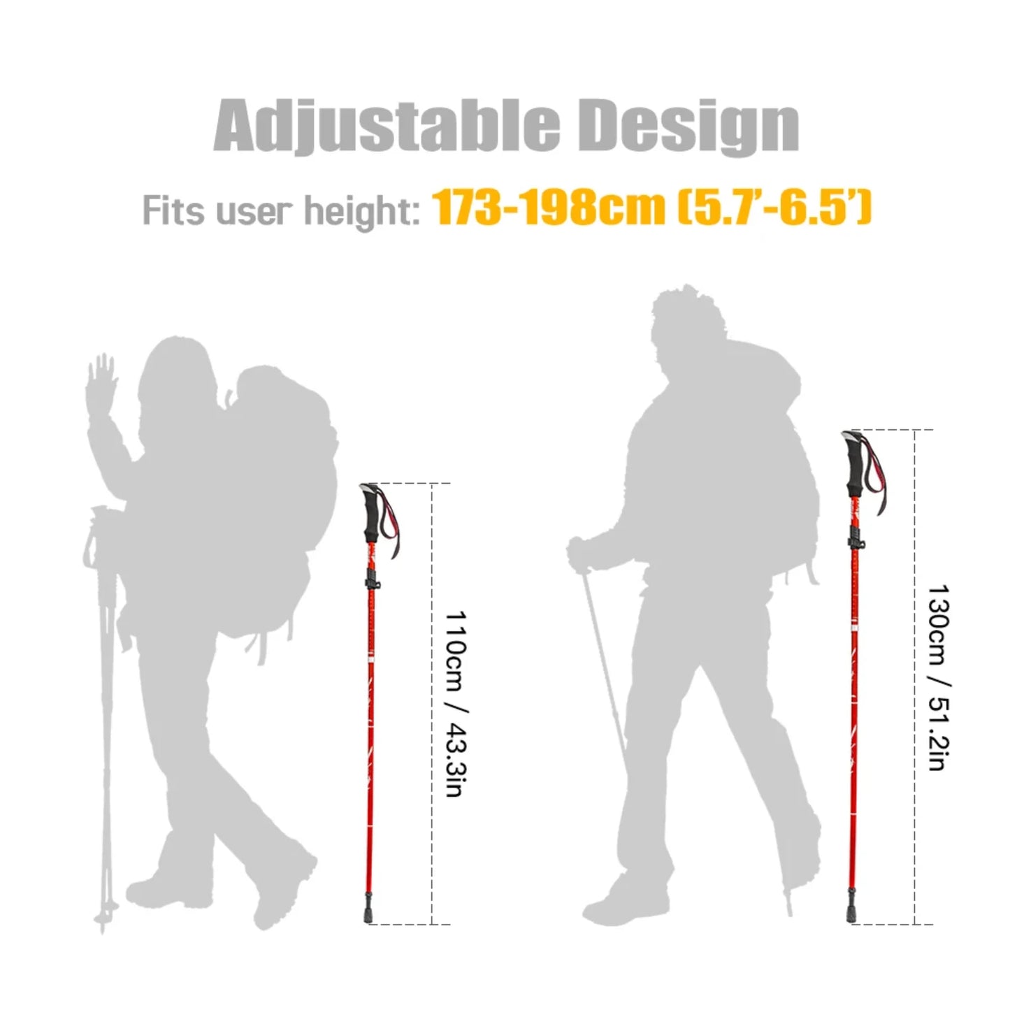 Lightweight Collapsible Trekking Pole Five-fold Walking Stick  Hiking Camping Backpacking Aluminum Alloy Trekking Pole Crutches